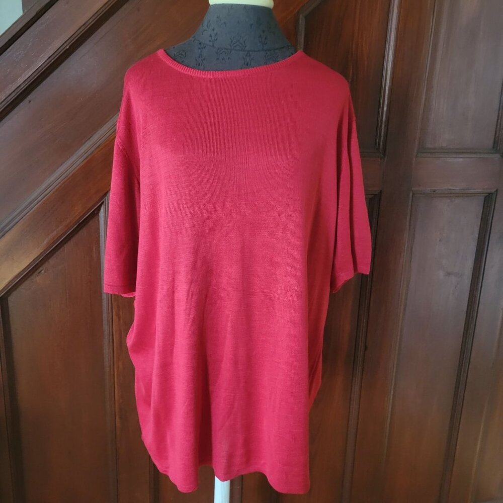 Vintage Red Silk Knit Top 2X By Out Of The Blue